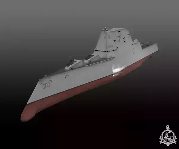 Zumwalt class Destroyer Low-poly 3D model