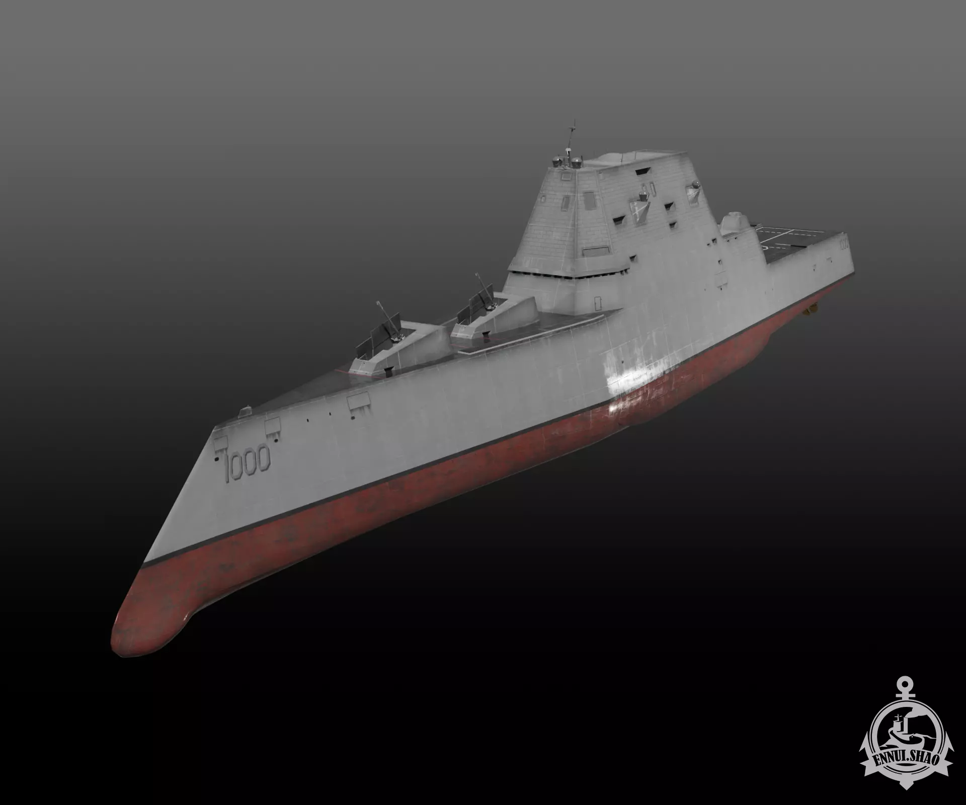 Zumwalt class Destroyer gameready Low-poly 3D model