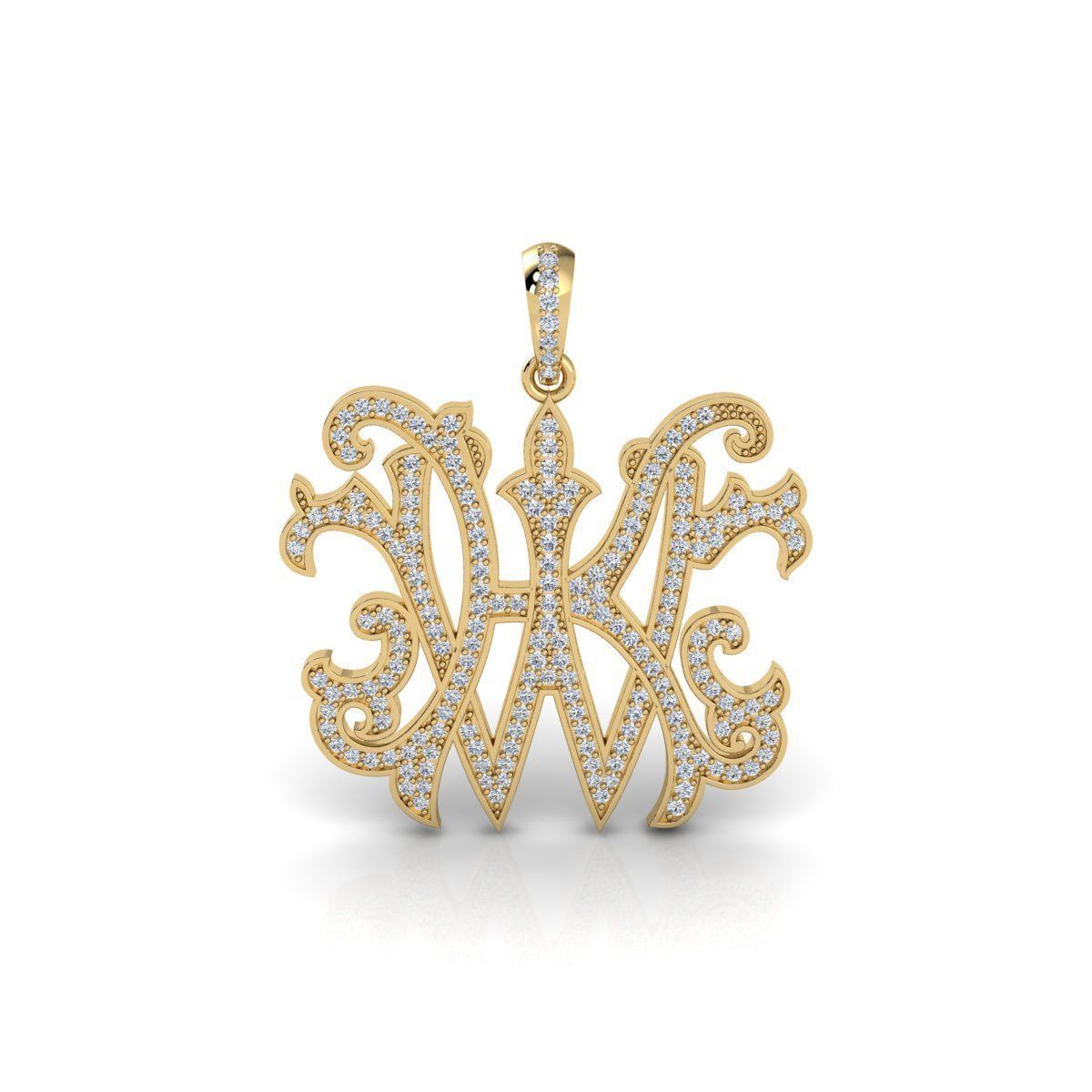 WH Pendent Monogram Pendent 3d Model and Render 3D print model_1