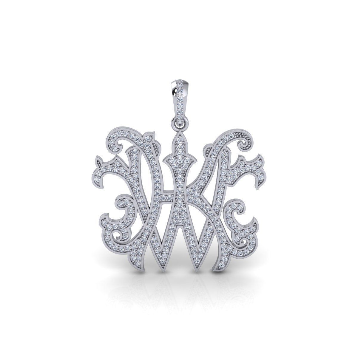 WH Pendent Monogram Pendent 3d Model and Render 3D print model_2