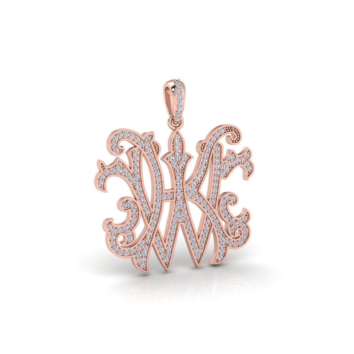 WH Pendent Monogram Pendent 3d Model and Render 3D print model_4
