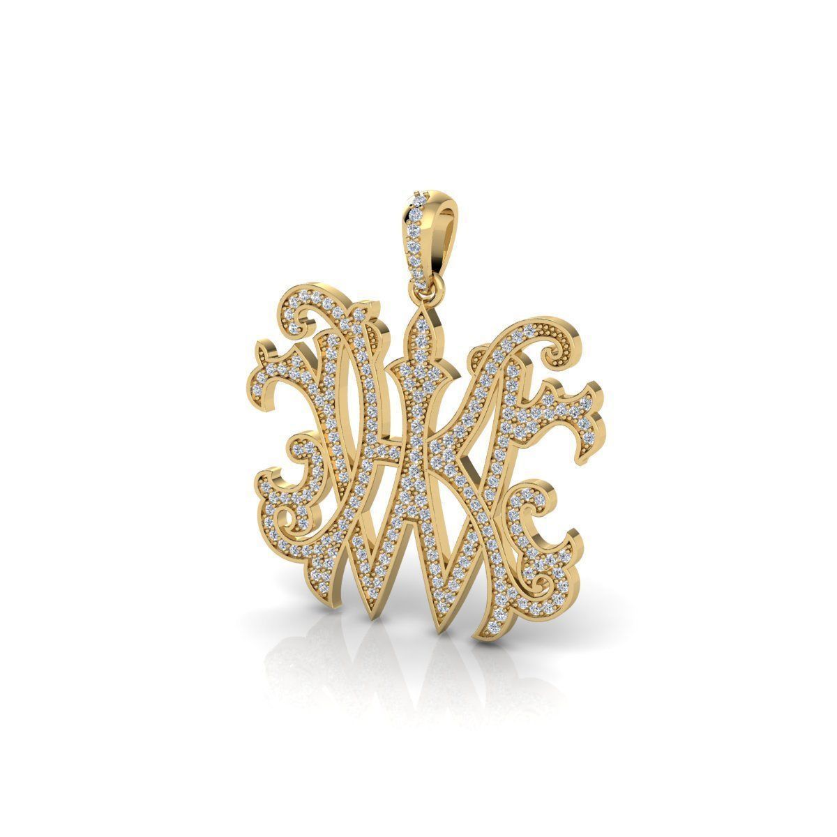 WH Pendent Monogram Pendent 3d Model and Render 3D print model_6