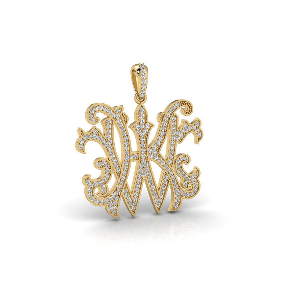 WH Pendent Monogram Pendent 3d Model and Render 3D print model_3