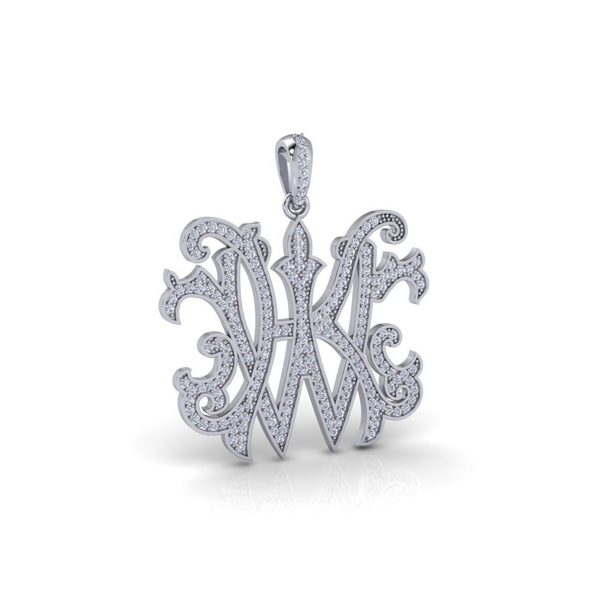 WH Pendent Monogram Pendent 3d Model and Render 3D print model_5