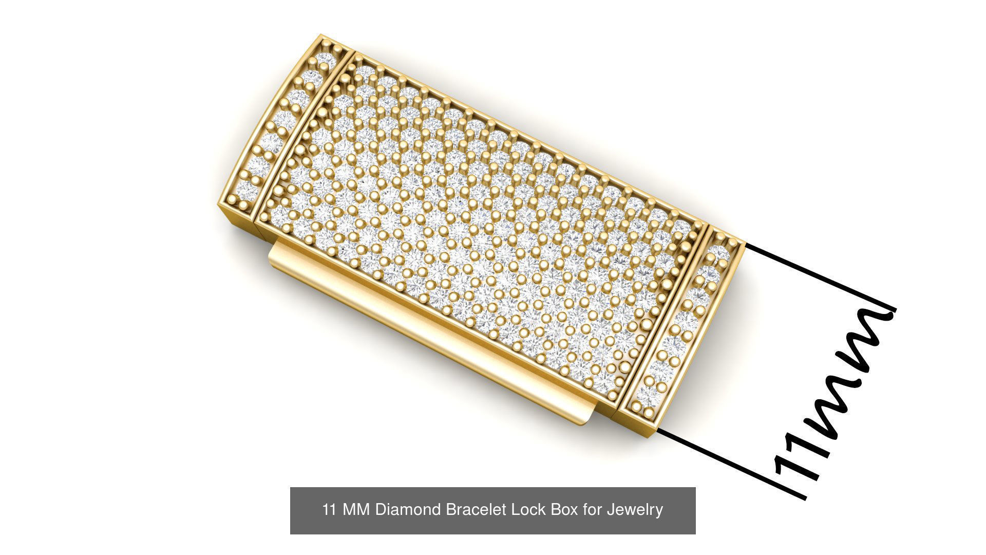 11 mm Rectangular Lock Box Combo of Plain and Diamond 3D Model Collection_4