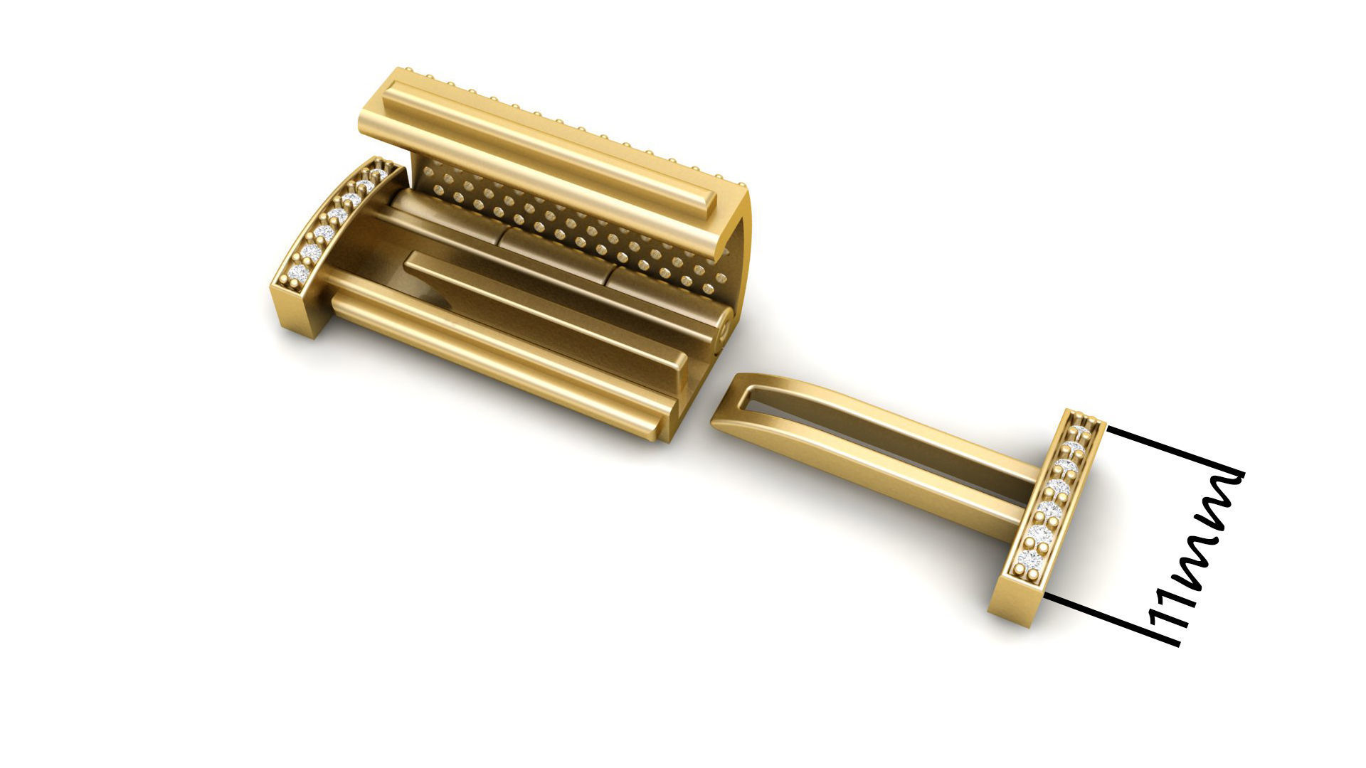 11 mm Rectangular Lock Box Combo of Plain and Diamond 3D Model Collection_5