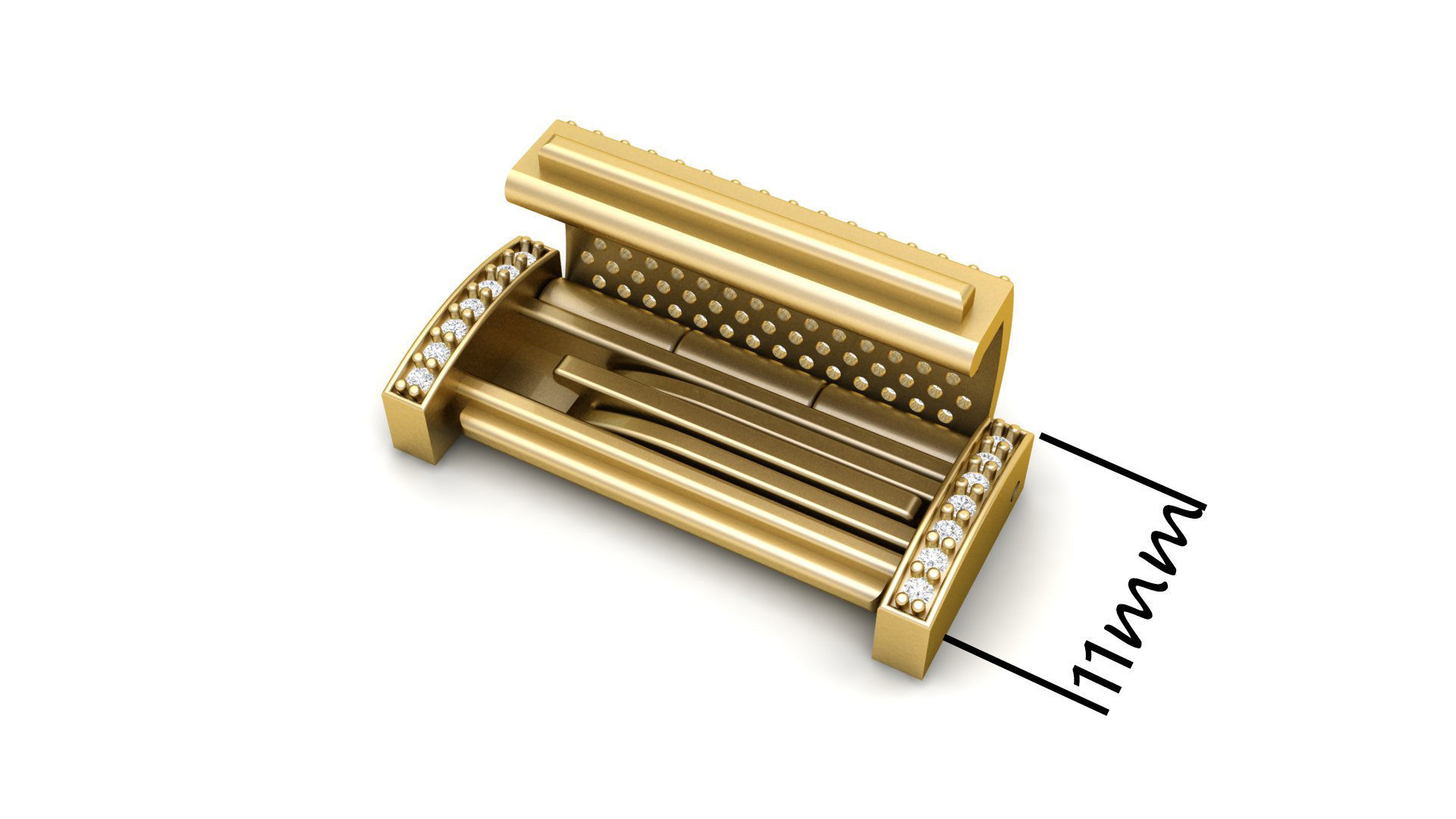 11 mm Rectangular Lock Box Combo of Plain and Diamond 3D Model Collection_6