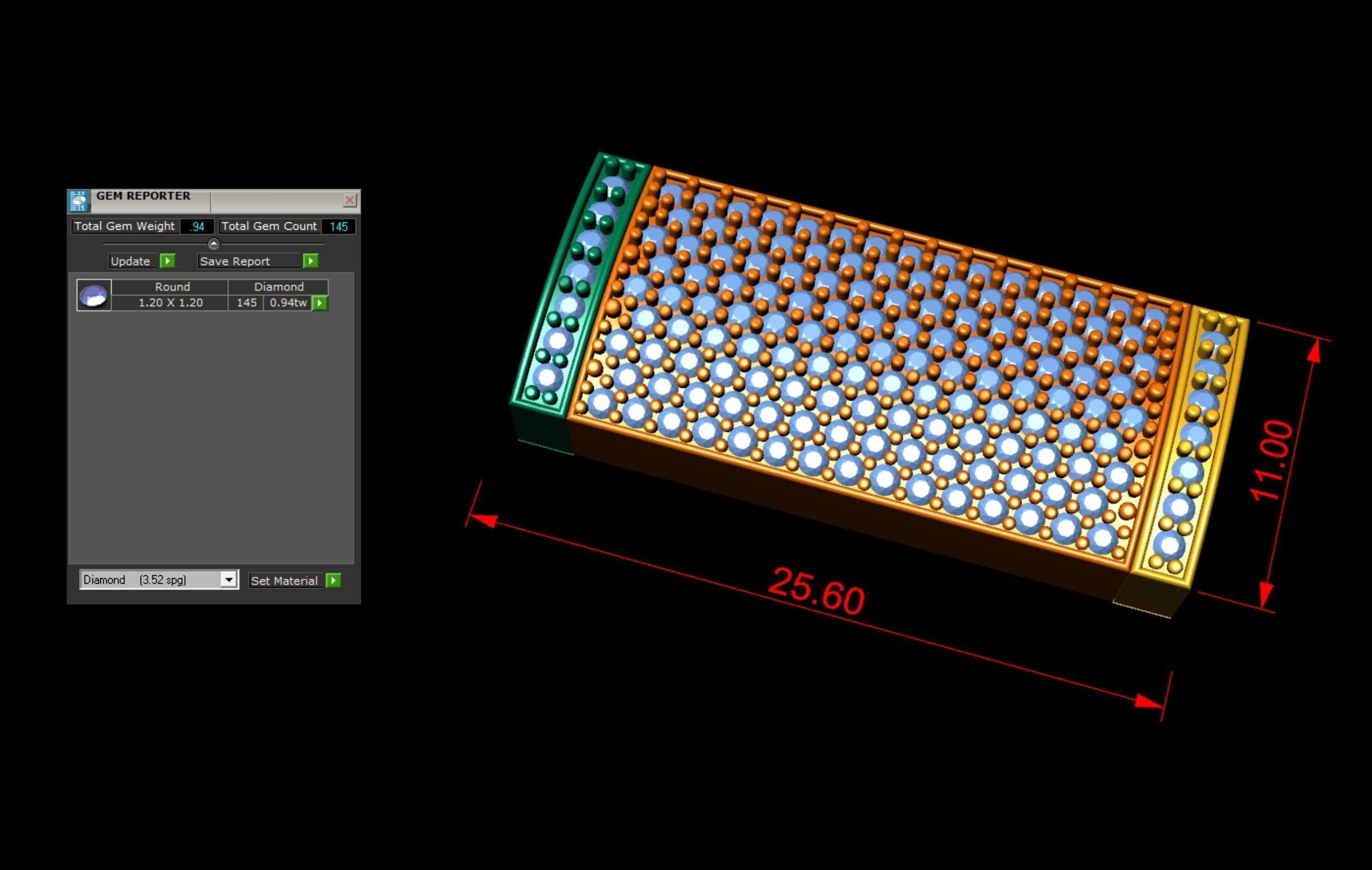 11 mm Rectangular Lock Box Combo of Plain and Diamond 3D Model Collection_7