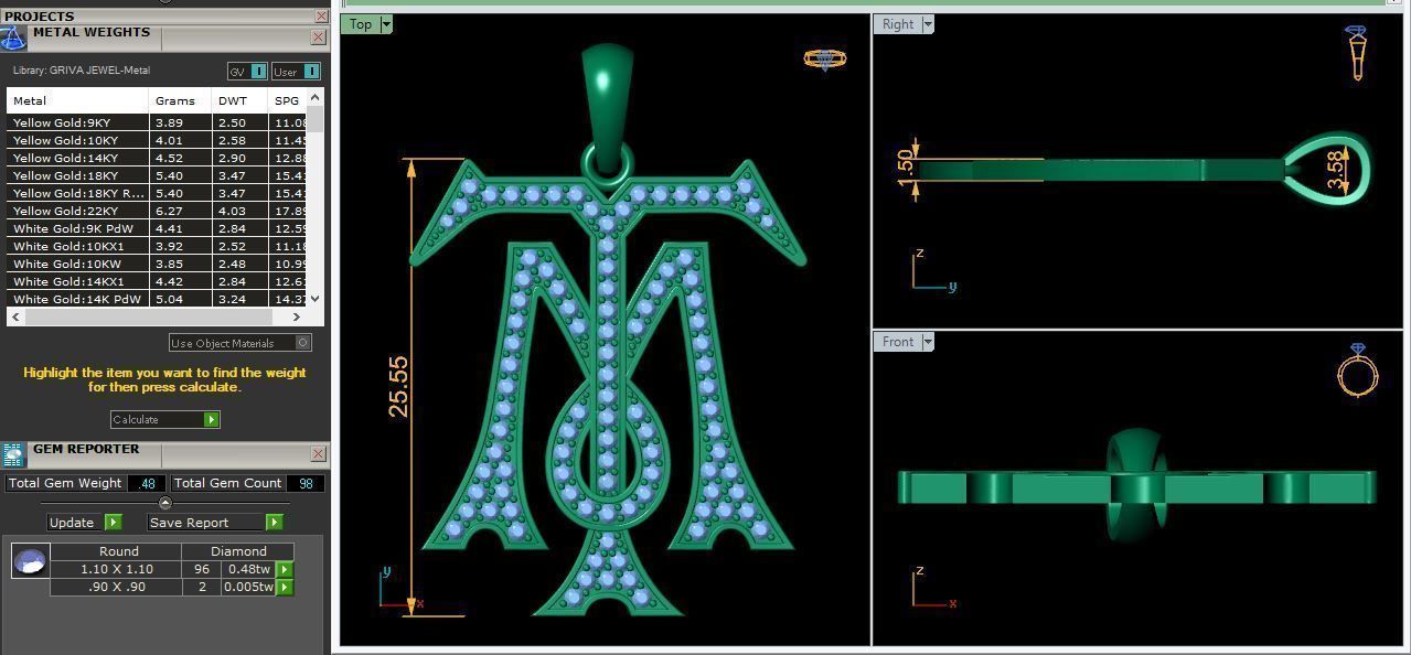 Monogram MT Pendent 3d Model and Render 3D print model_9
