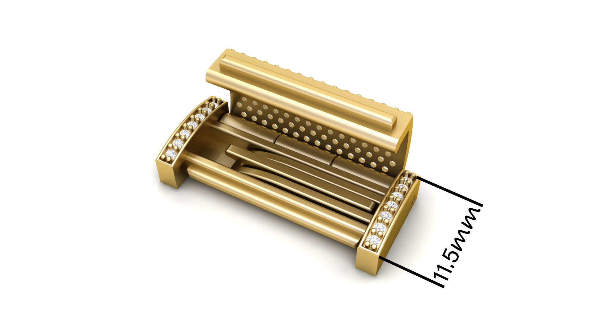 11 and half mm Rectangular Lock Box Combo of Plain and Diamond 3D Model Collection_8