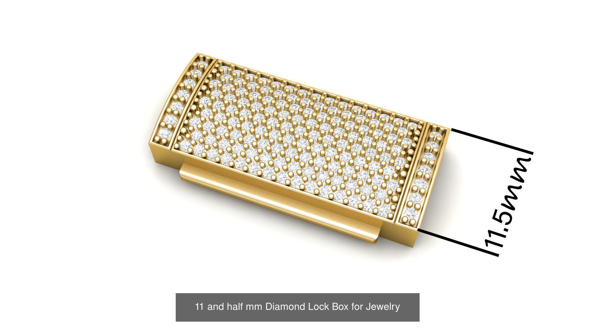11 and half mm Rectangular Lock Box Combo of Plain and Diamond 3D Model Collection_6