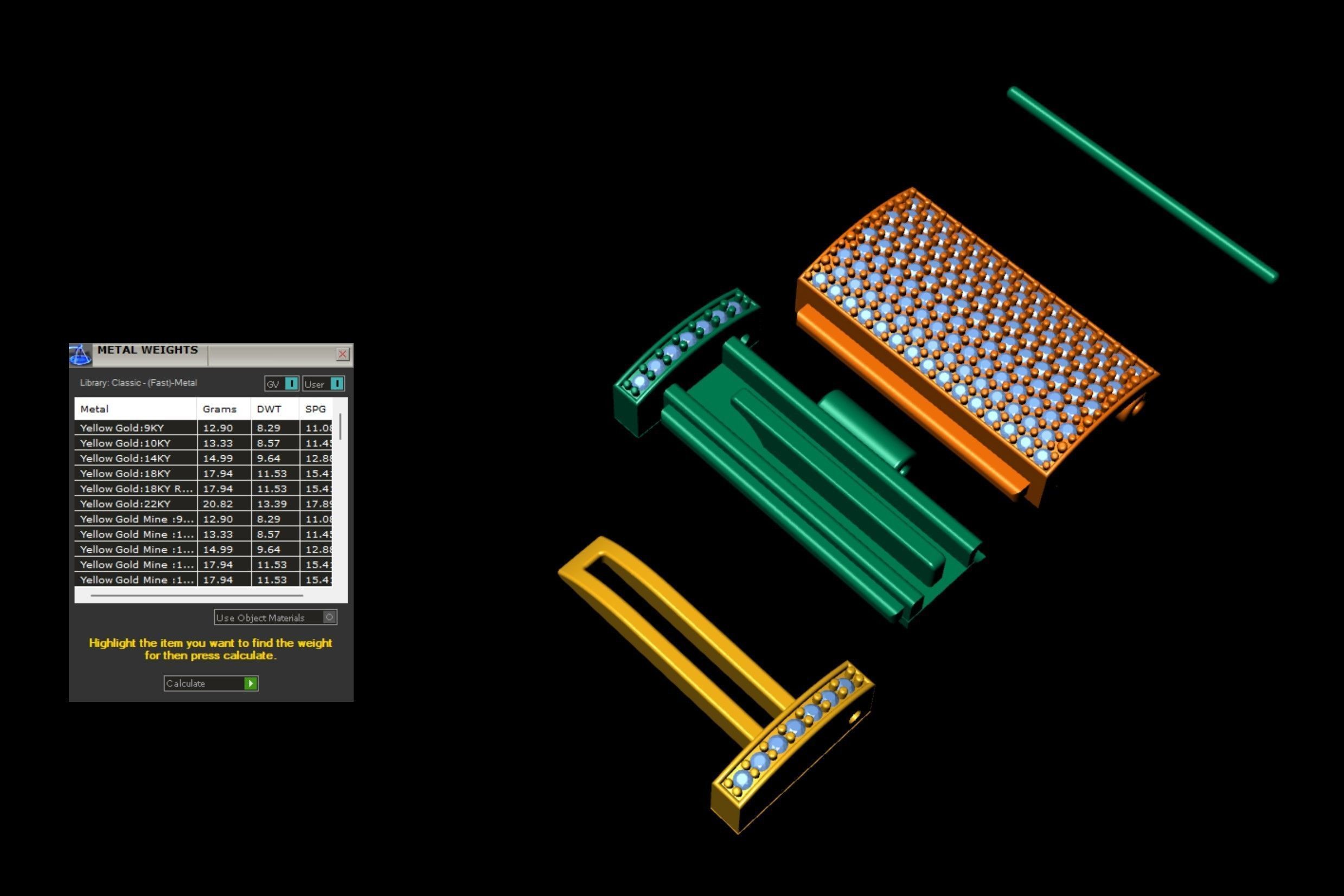 11 and half mm Rectangular Lock Box Combo of Plain and Diamond 3D Model Collection_9