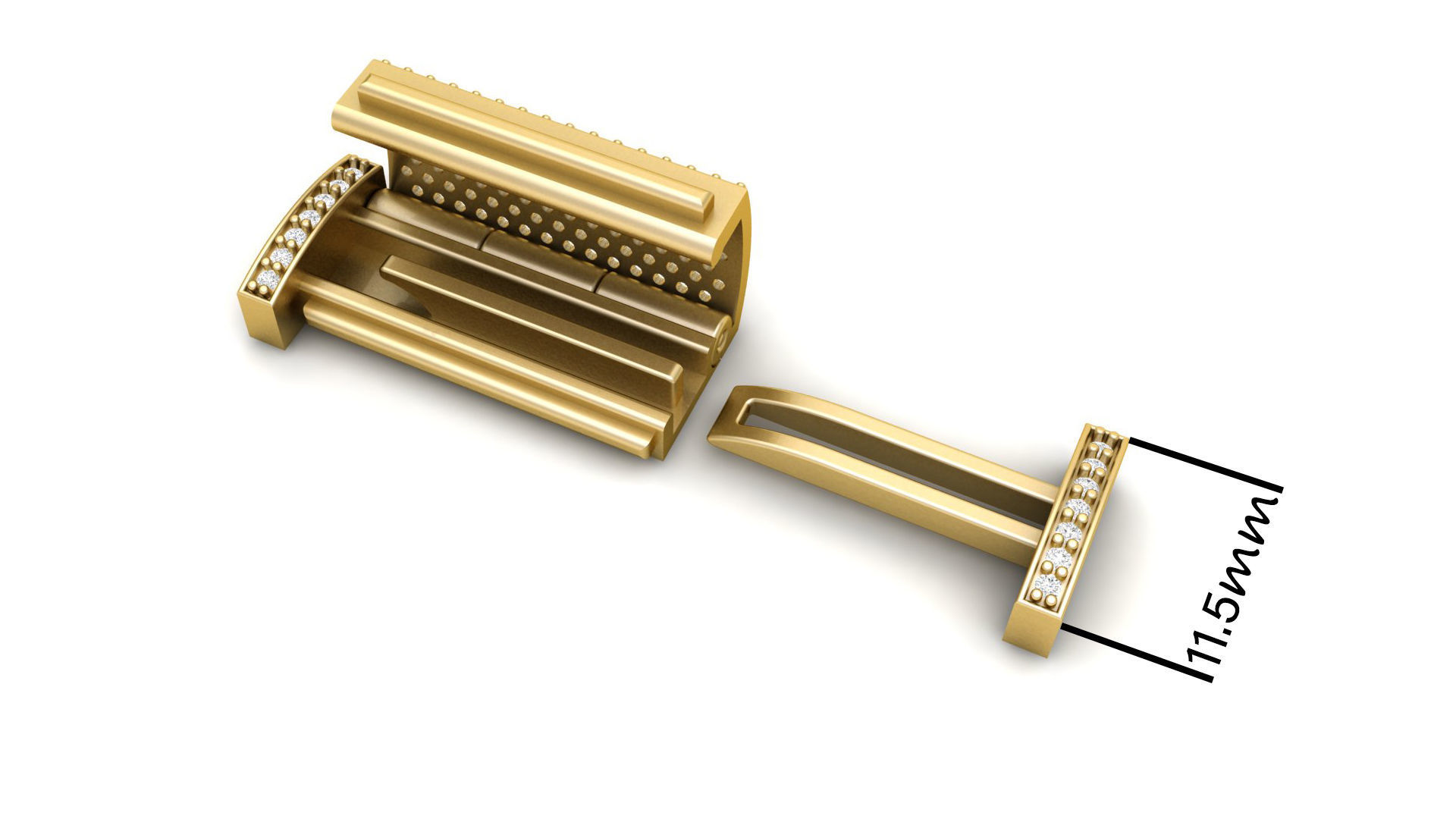 11 and half mm Rectangular Lock Box Combo of Plain and Diamond 3D Model Collection_7