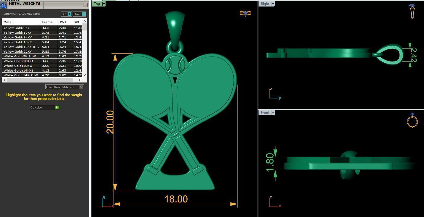 Tennis Ball Bat Pendent 3d Model and Render 3D print model_9