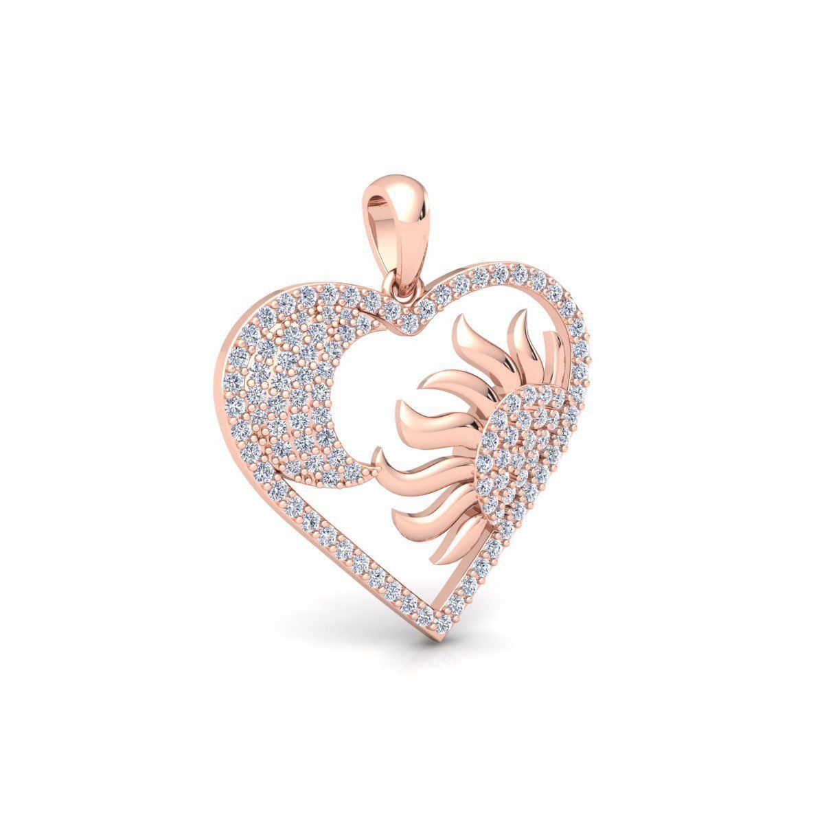 Heart With Sun and Moon Pendent 3d Model and Render 3D print model_4