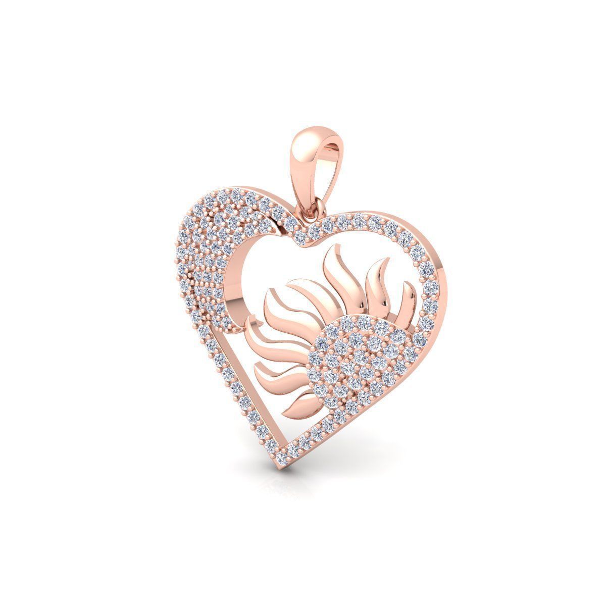 Heart With Sun and Moon Pendent 3d Model and Render 3D print model_7