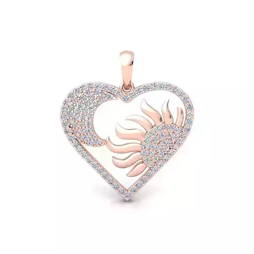 Heart With Sun and Moon Pendent 3d Model and Render