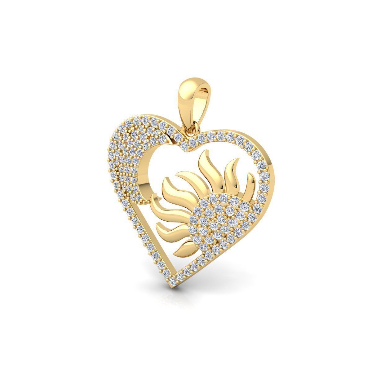 Heart With Sun and Moon Pendent 3d Model and Render 3D print model_6