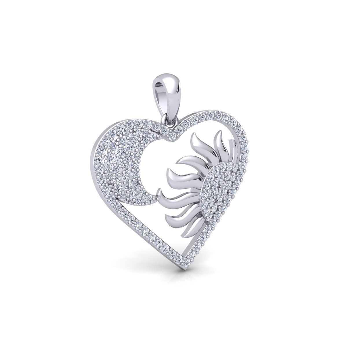 Heart With Sun and Moon Pendent 3d Model and Render 3D print model_5