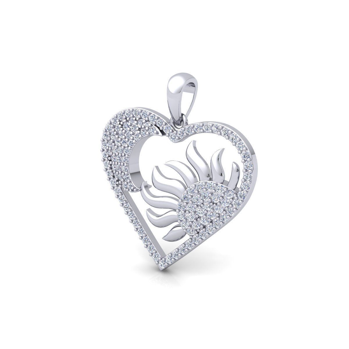 Heart With Sun and Moon Pendent 3d Model and Render 3D print model_8