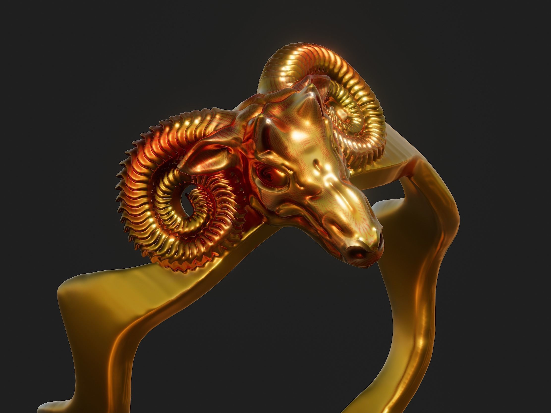 Ram Head Ring 3d Model 3D print model_9