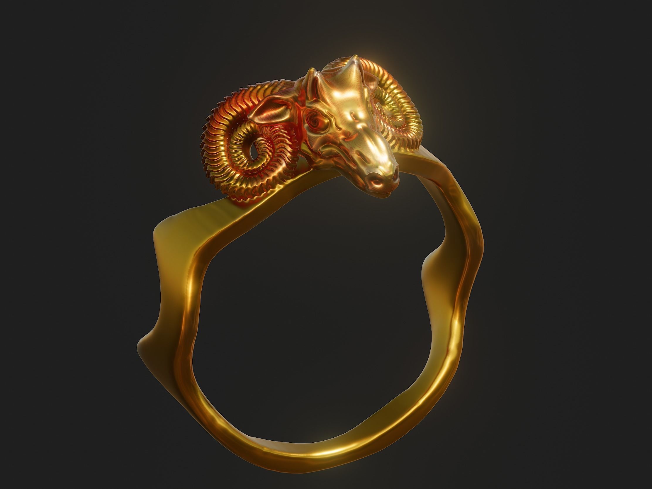 Ram Head Ring 3d Model 3D print model_5