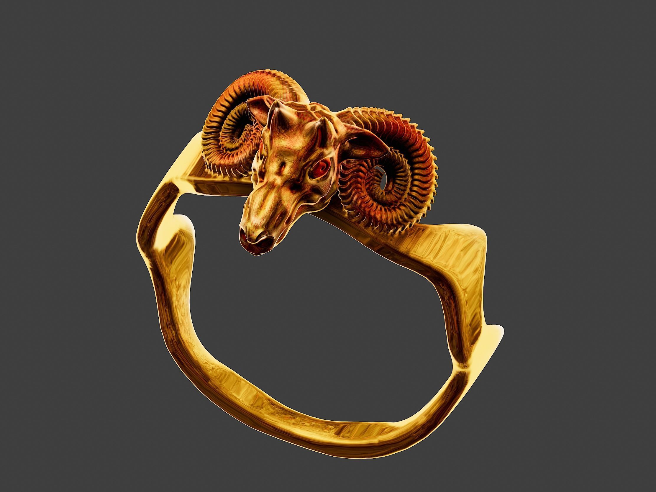 Ram Head Ring 3d Model 3D print model_2