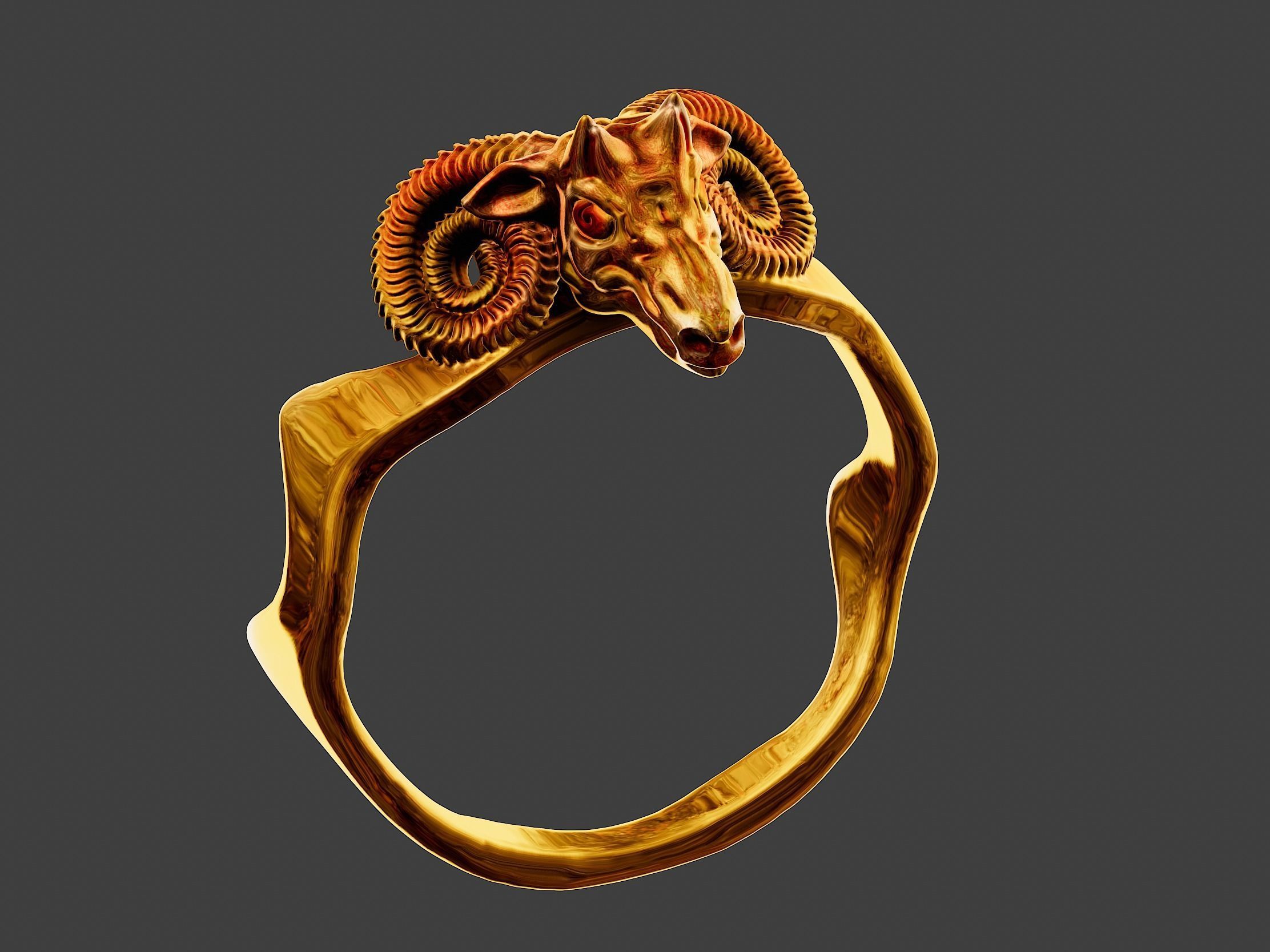 Ram Head Ring 3d Model 3D print model_3