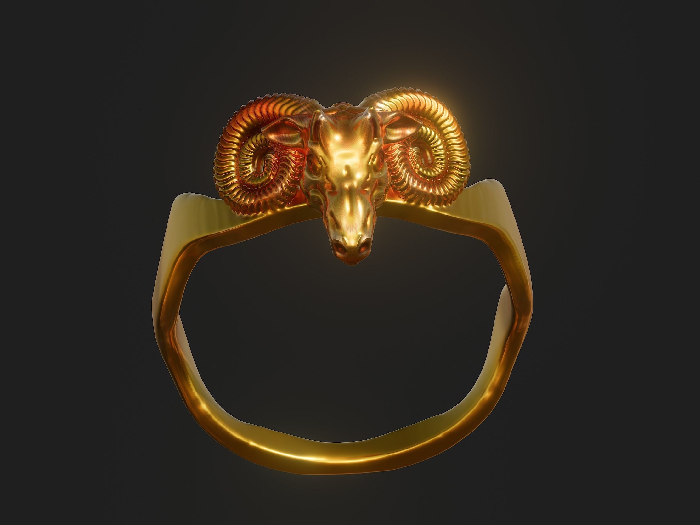 Ram Head Ring 3d Model 3D print model_4