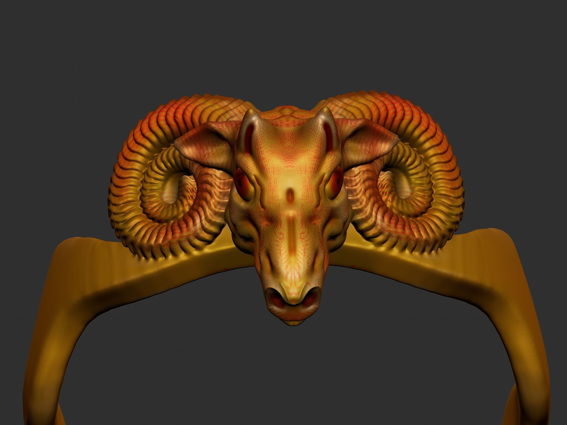 Ram Head Ring 3d Model 3D print model_10