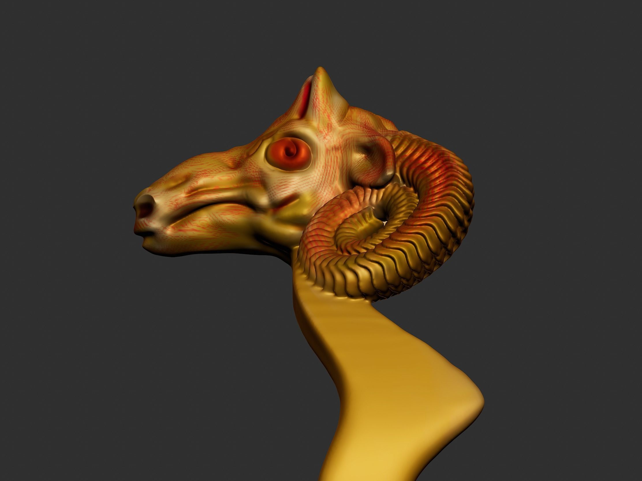 Ram Head Ring 3d Model 3D print model_12