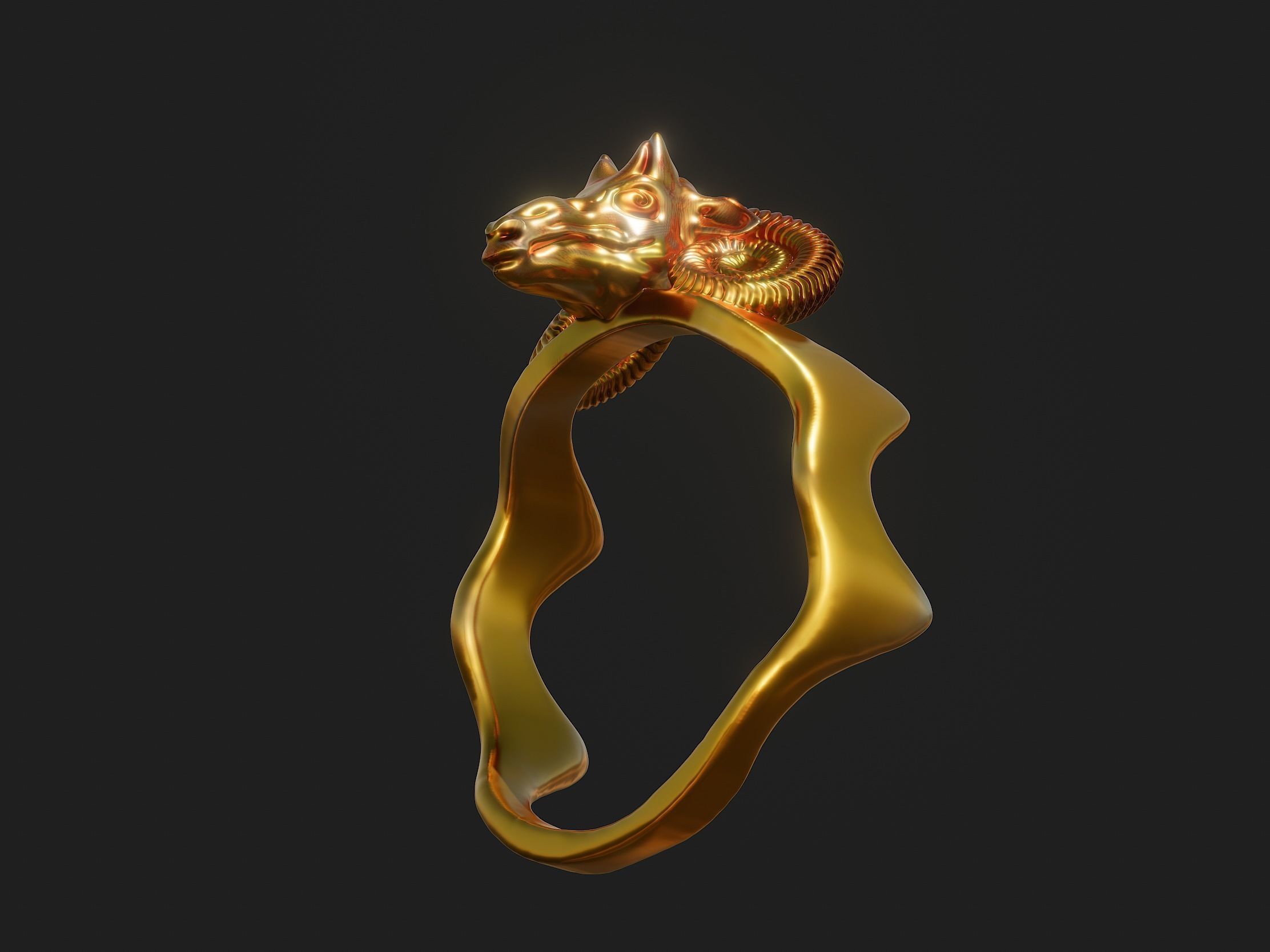 Ram Head Ring 3d Model 3D print model_8