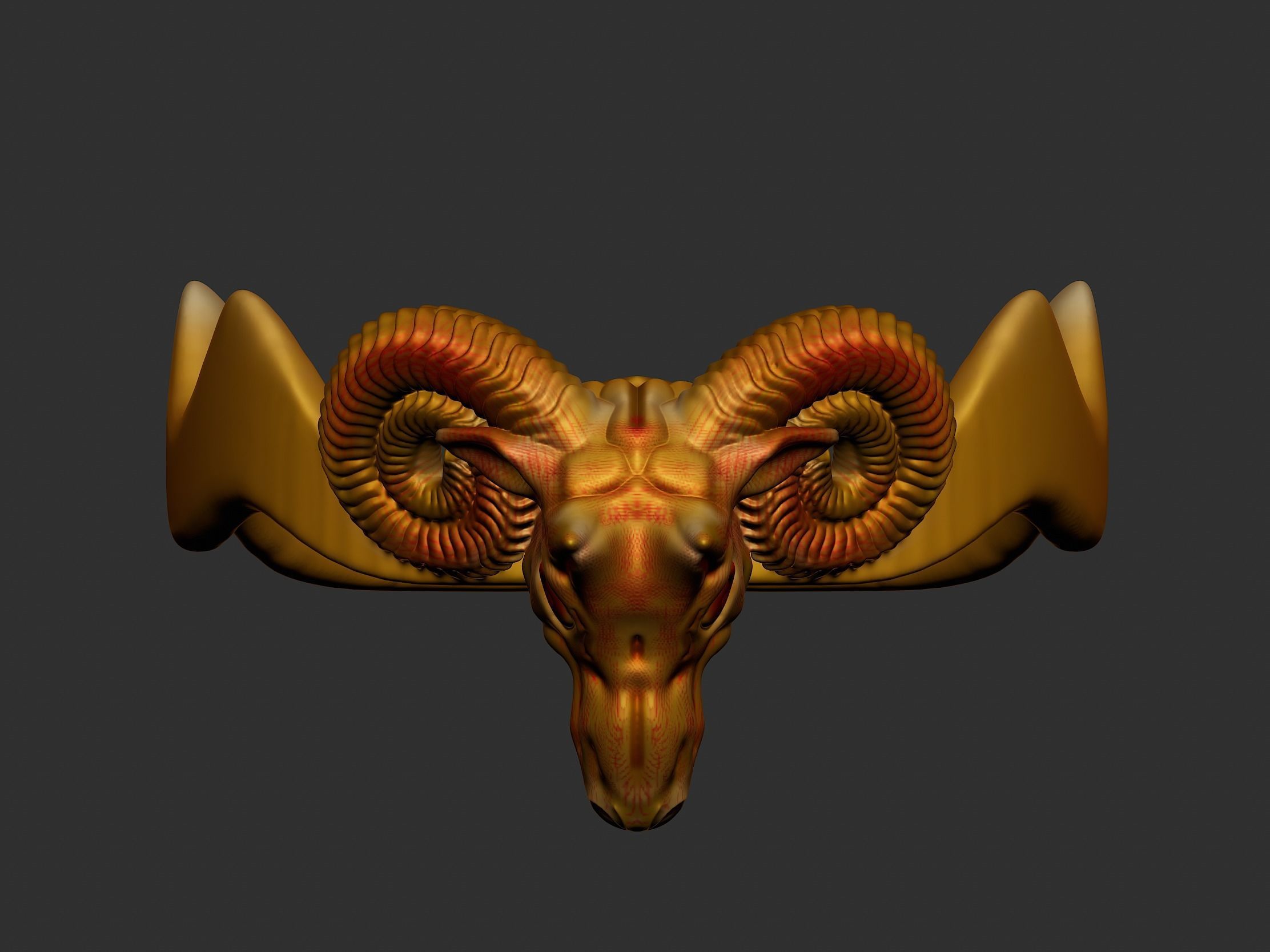 Ram Head Ring 3d Model 3D print model_14