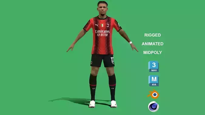 3D Rigged Noah Okafor AC Milan 2024