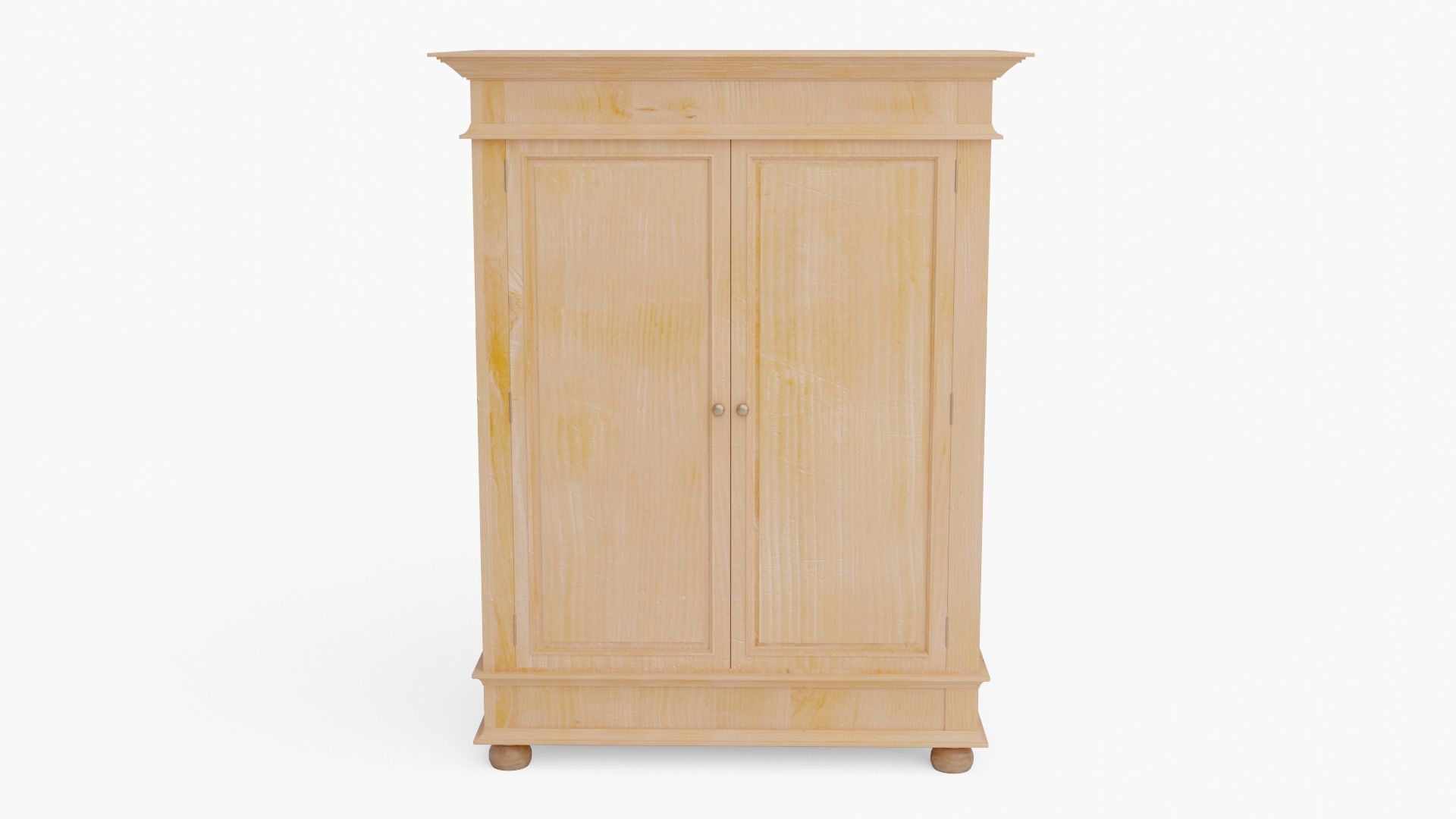 Classic Birch and Oak Wardrobes 3D Free low-poly 3D model_3