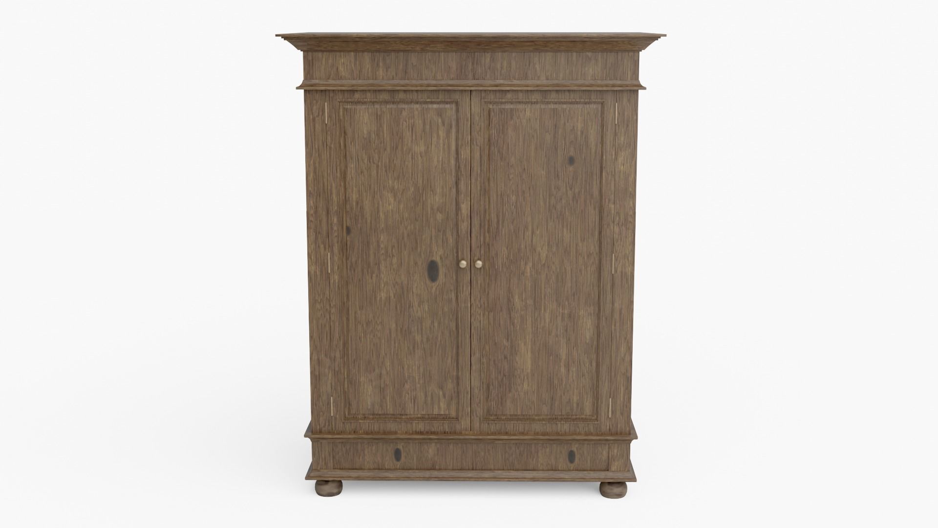 Classic Birch and Oak Wardrobes 3D Free low-poly 3D model_2