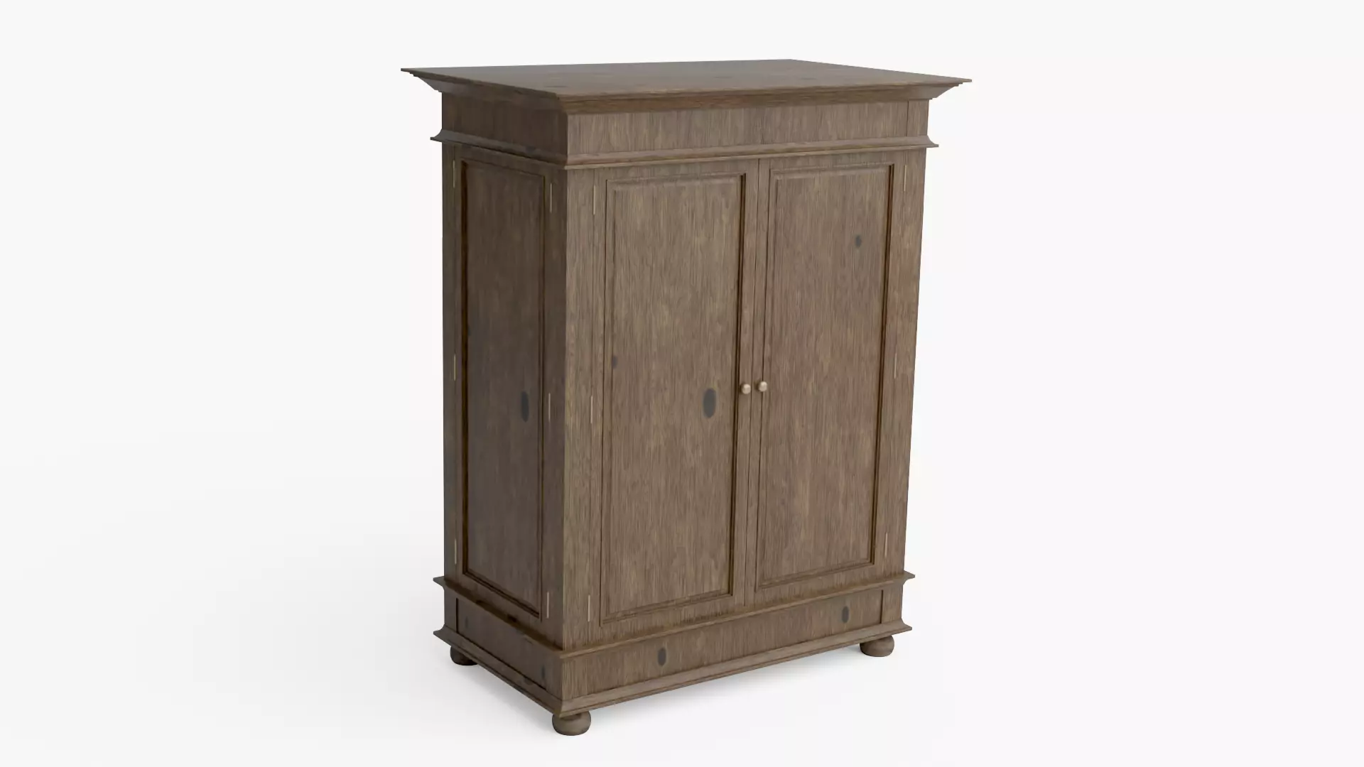 Classic Birch and Oak Wardrobes 3D Free low-poly 3D model_0