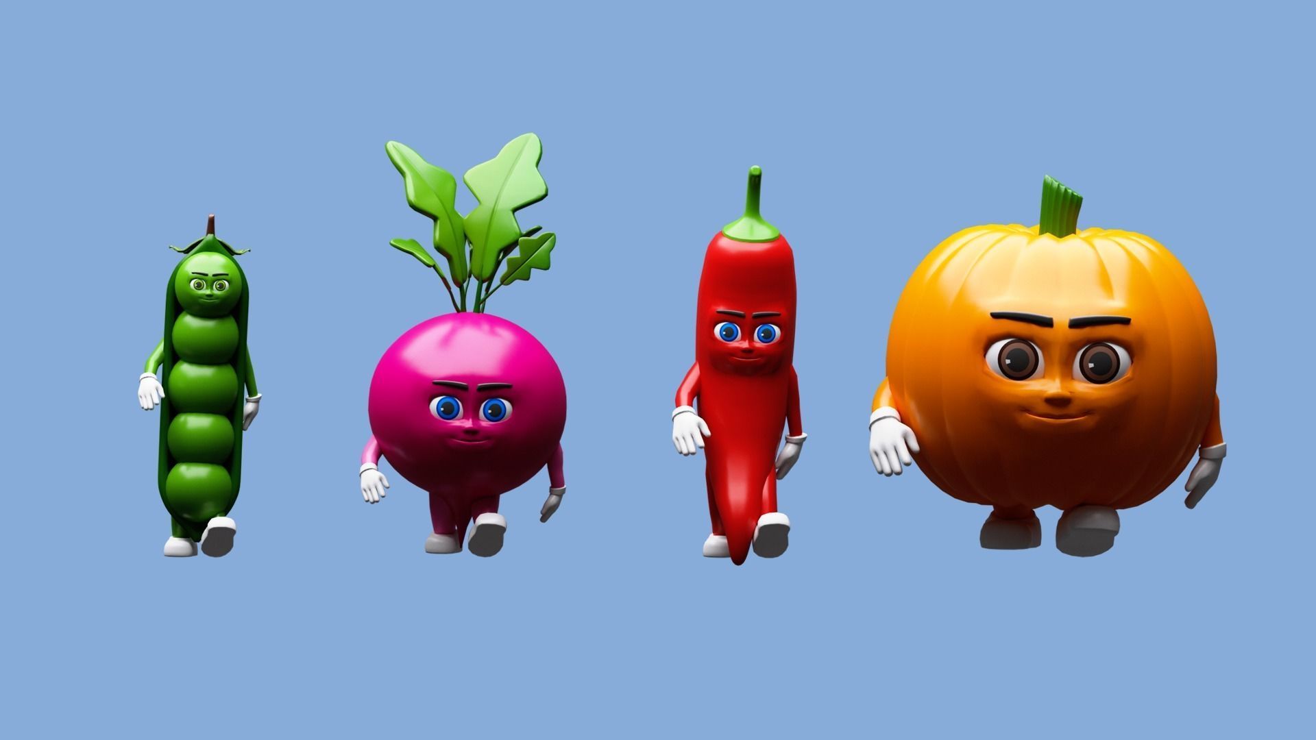 Cartoon character vegetables  Low-poly 3D model_3