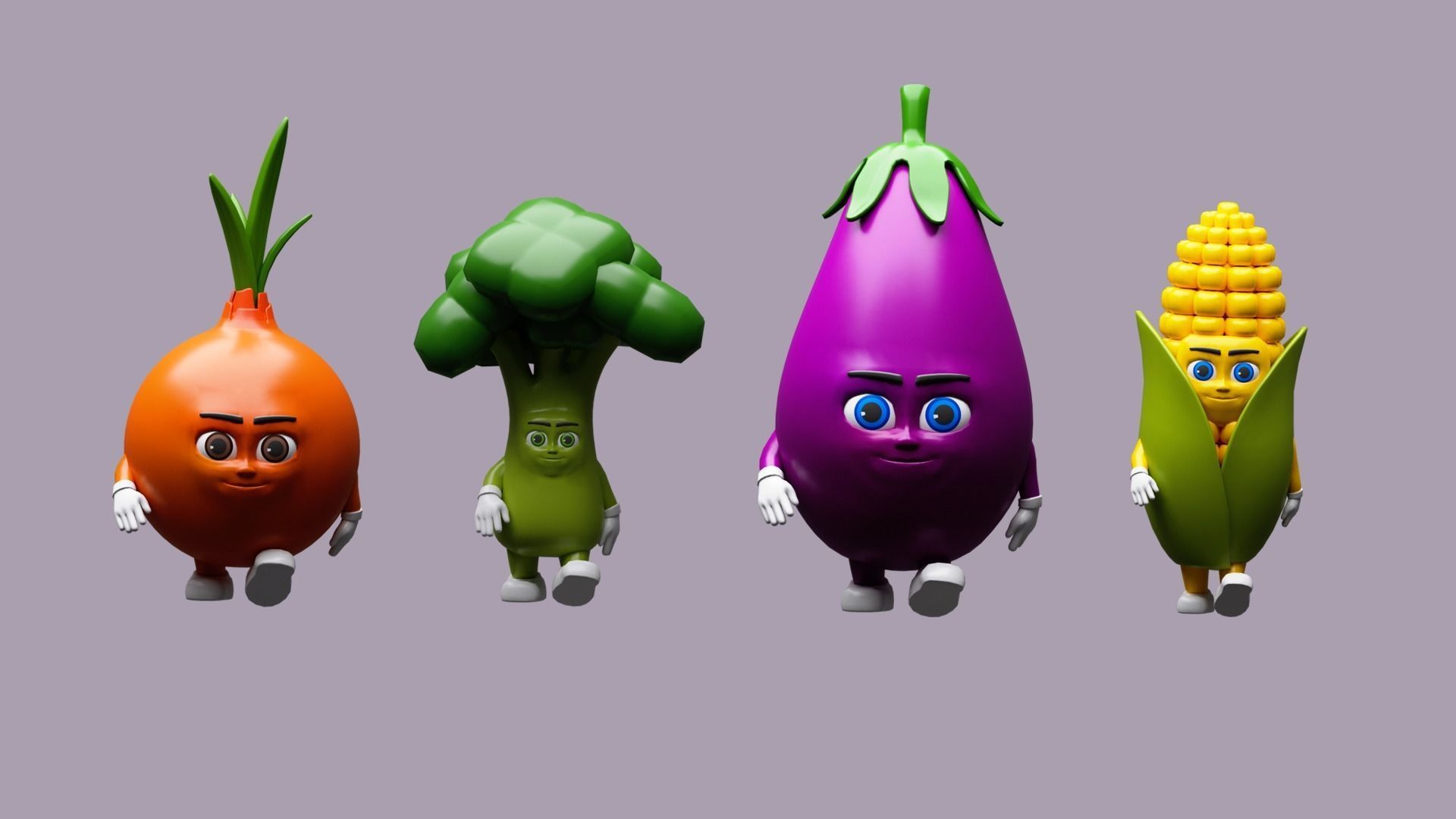 Cartoon character vegetables  Low-poly 3D model_5