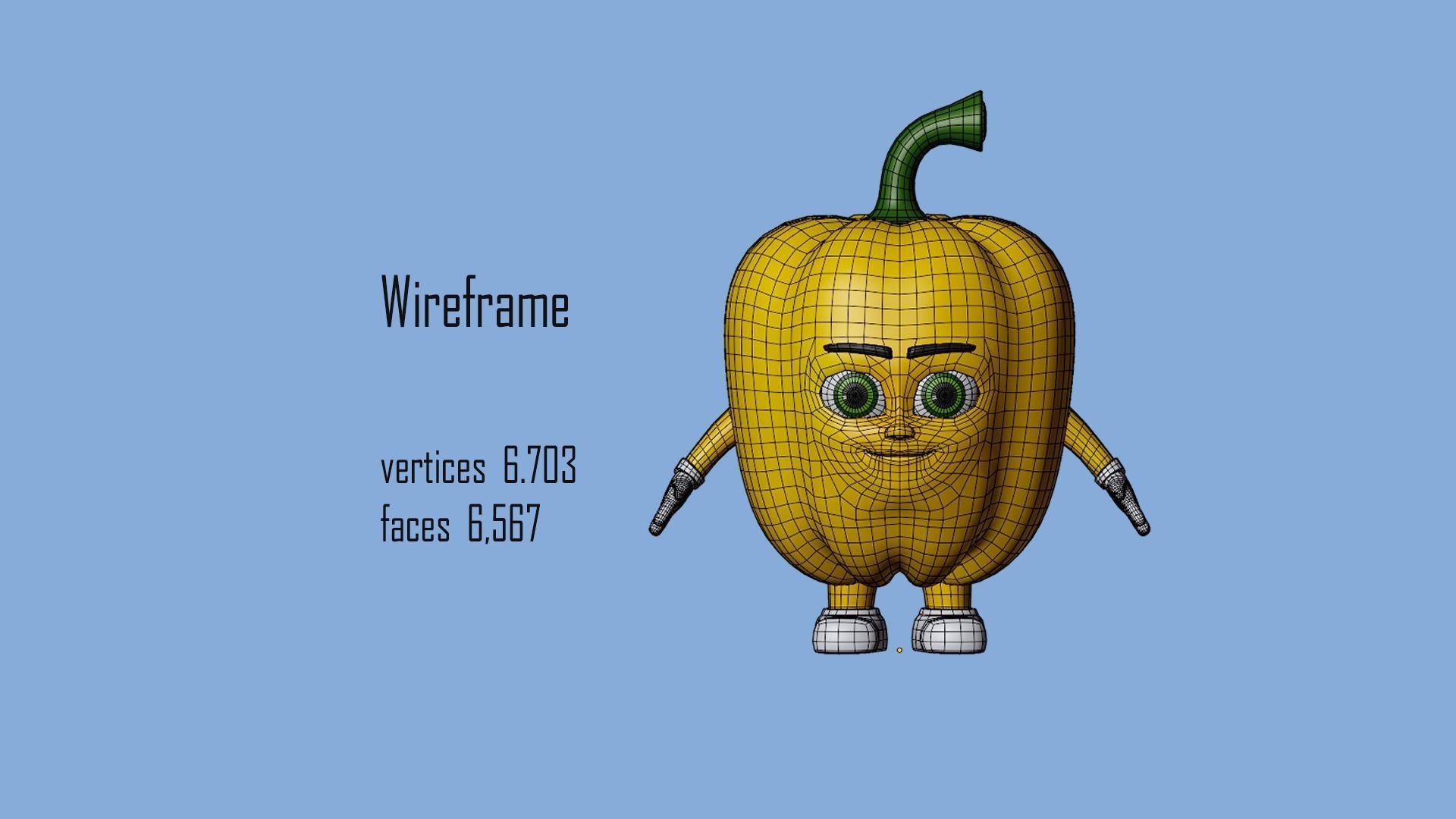 Cartoon character vegetables  Low-poly 3D model_6