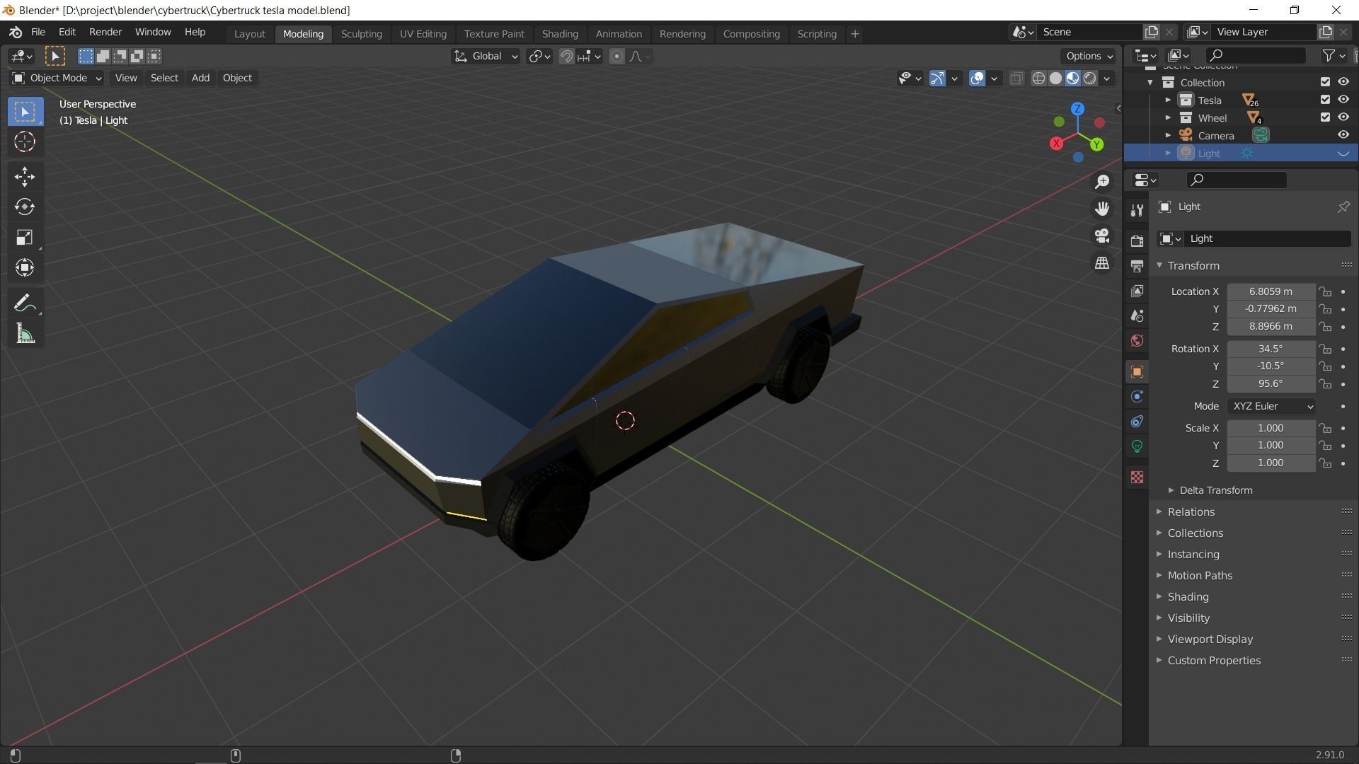 Cybertruck tesla  Low-poly 3D model_2