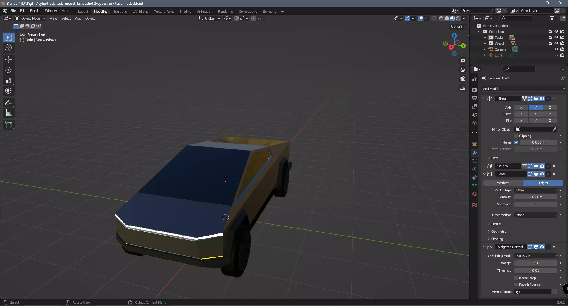 Cybertruck tesla  Low-poly 3D model_0