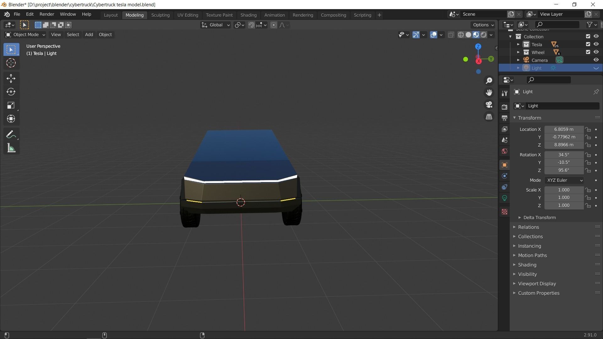 Cybertruck tesla  Low-poly 3D model_3
