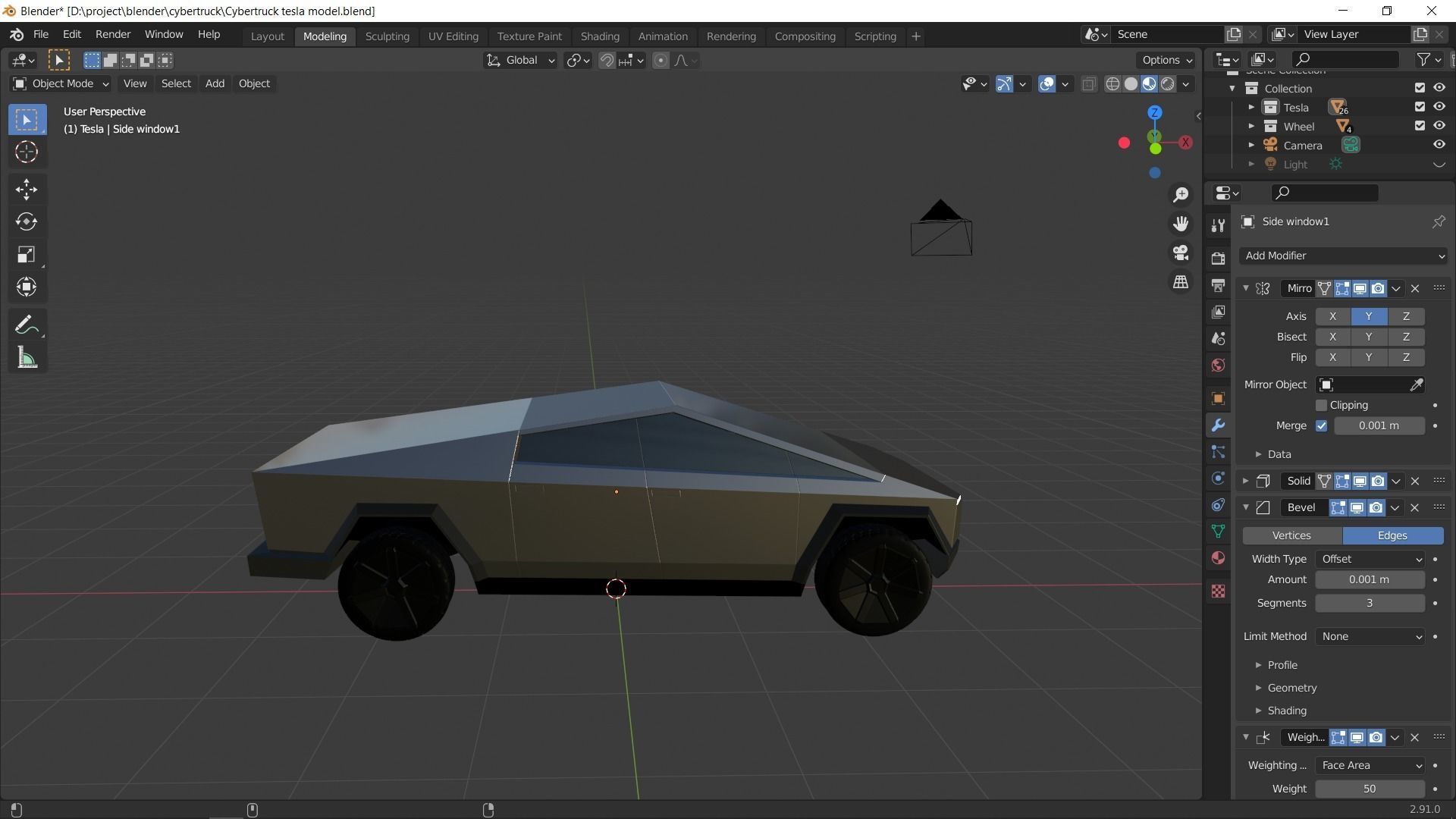 Cybertruck tesla  Low-poly 3D model_5