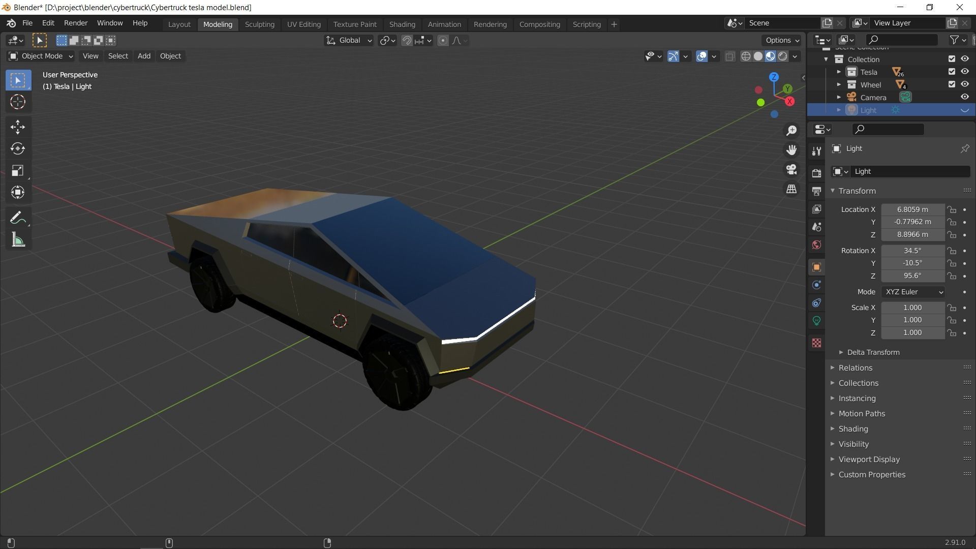 Cybertruck tesla  Low-poly 3D model_4