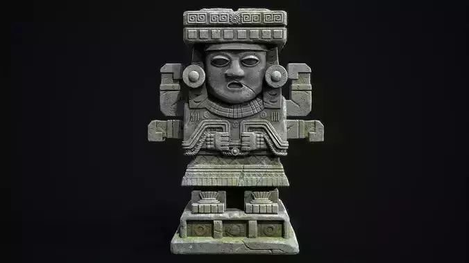 Statue Aztec Chalchiutlicue Low-poly 3D model