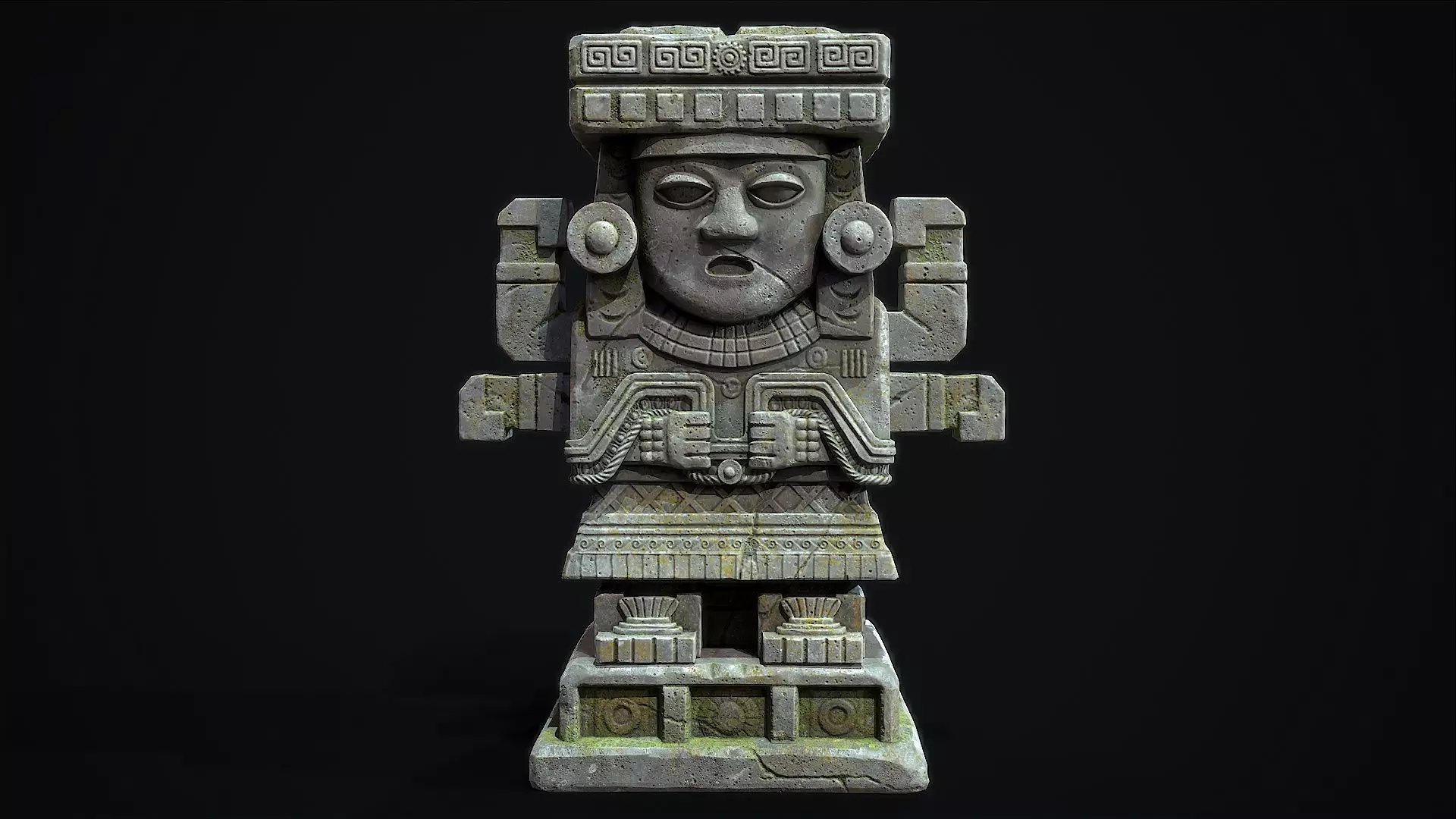 Statue Aztec Chalchiutlicue Low-poly 3D model_0