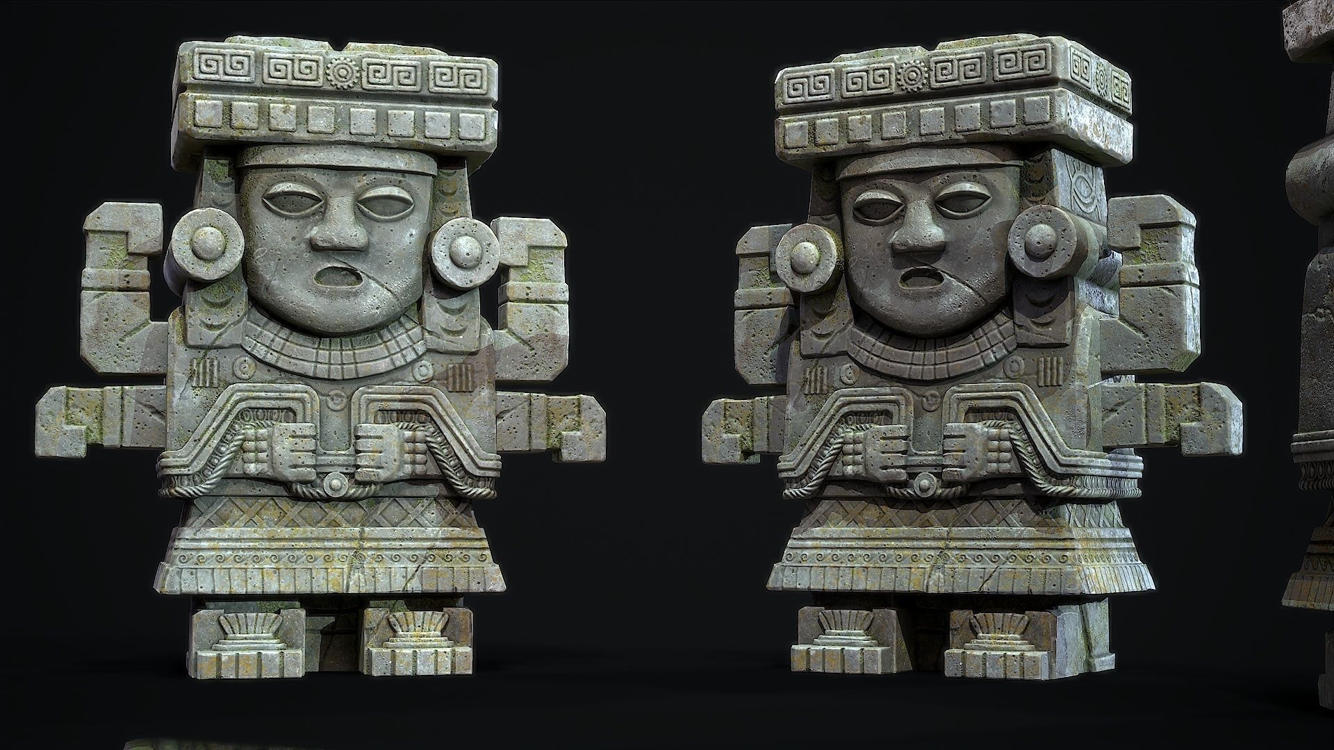 Statue Aztec Chalchiutlicue Low-poly 3D model_8