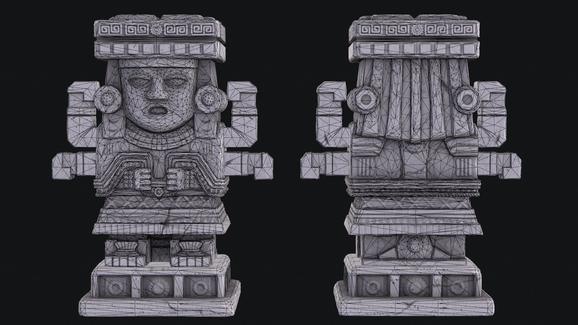 Statue Aztec Chalchiutlicue Low-poly 3D model_10