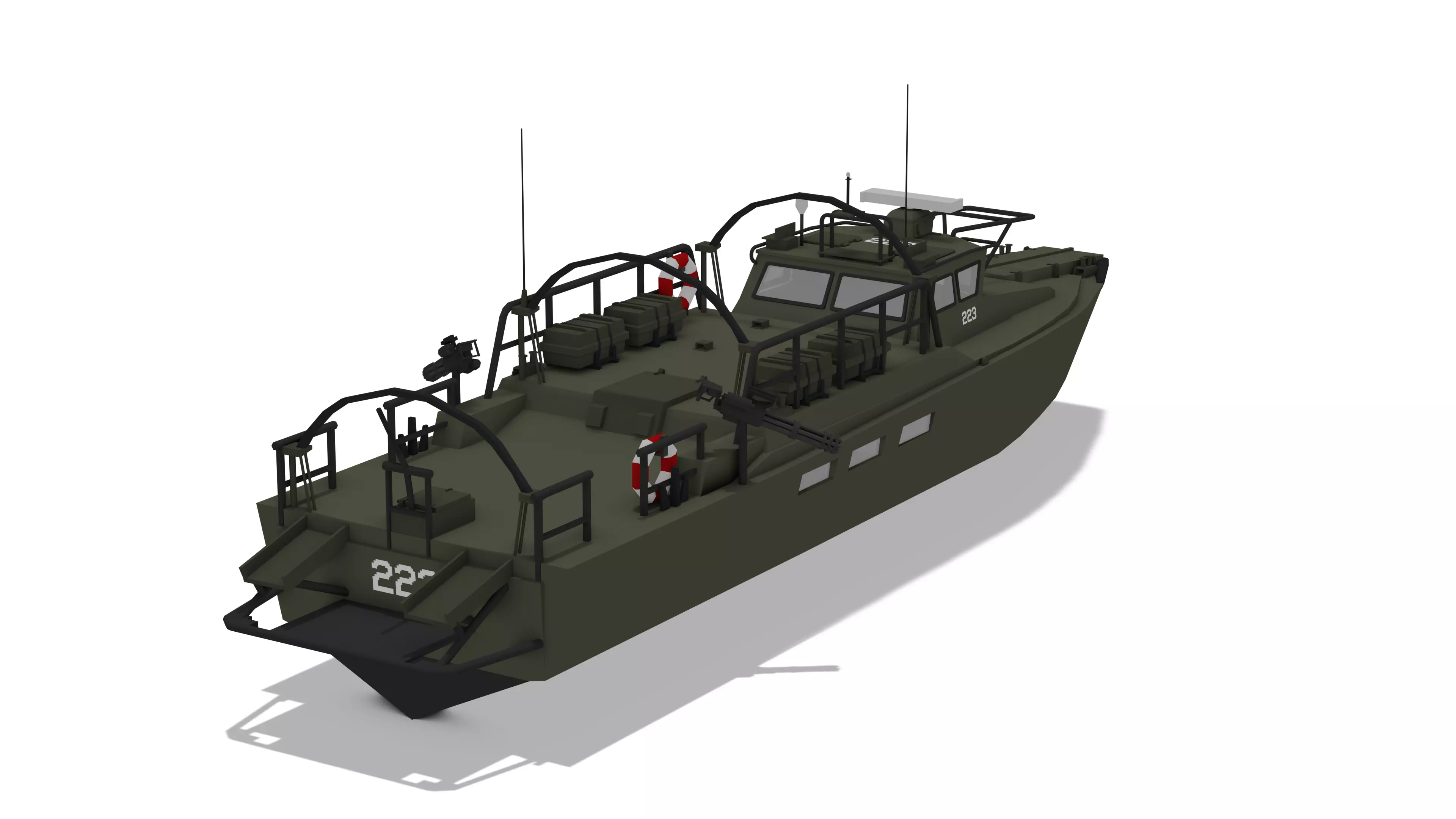 Military Combat Boat CB-90 Lowpoly Textured Low-poly 3D model_5